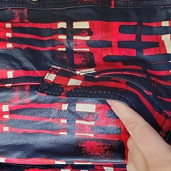 Tory Burch RARE allover painted plaid NWT Buttery Leather Crop jacket large - Picture 4 of 16